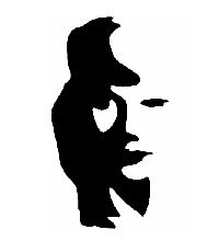 A figure-ground optical illusion that can be interpreted in two different ways