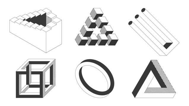 An impossible trident drawing that appears connected but cannot exist as an ordinary solid object