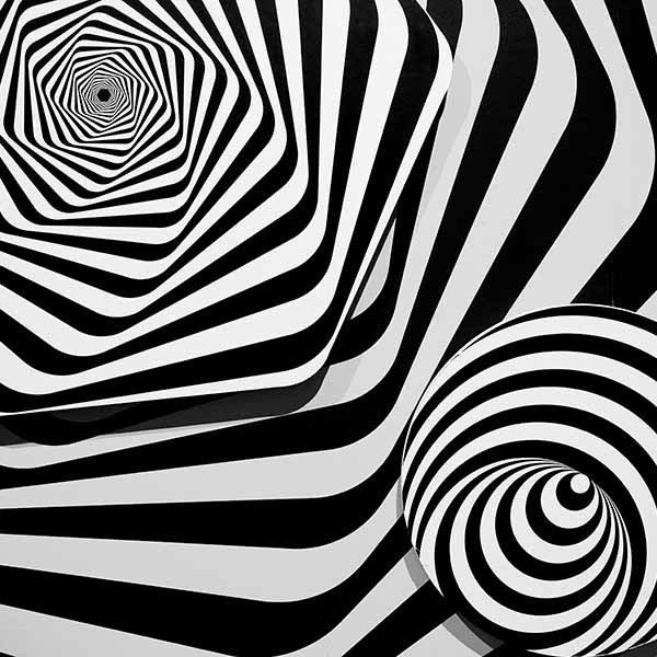 High-contrast black-and-white spiral optical illusion